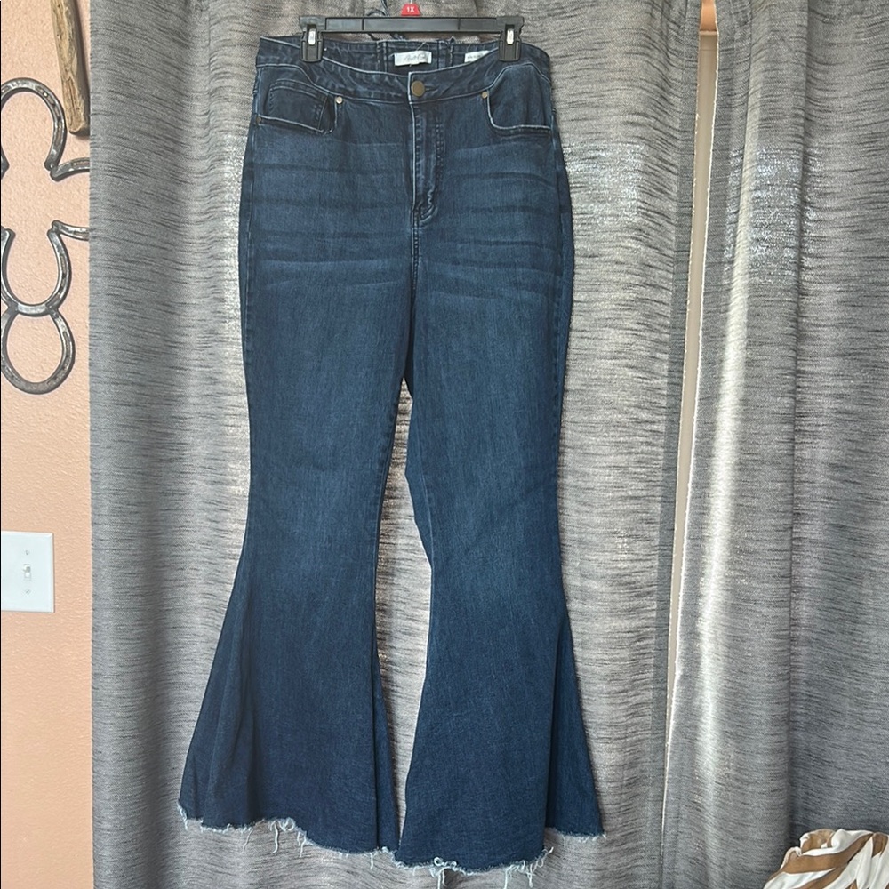 ARULA Blue Flare Wide Leg Jeans